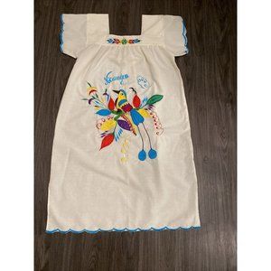 Embroidered Bird Nicaragua Maxi Dress